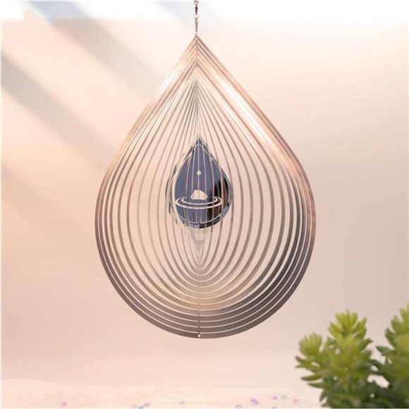 Wind Spinner 3D Stainless Steel Metal Sculptures Decorations, 3D Water Droplets - Picture 2 of 7